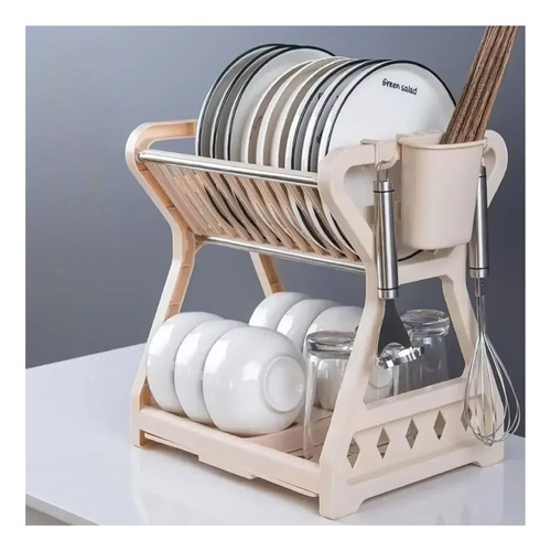 Escurridor De Platos Vajilla 2 Niveles Con Soporte Para Cubi