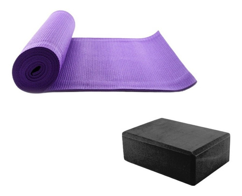 Colchoneta Mat Yoga Goma Enrollable 6mm + Yoga Brick
