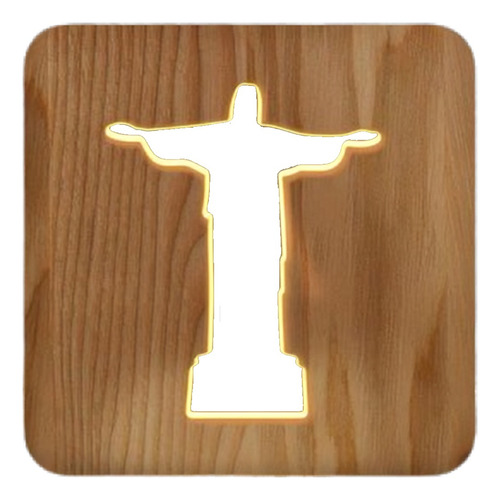 Lámpara Jesus 3d Led Madera Luz Nocturna Usb