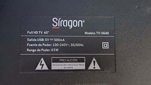 Tv Led Full Hd Siragon 40 Pulgadas Para Reparar (Usado)