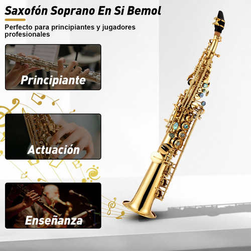 Saxofón Alto En Si Bemol Tubo Recto Para Principiantes Oro