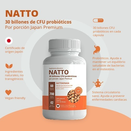 Suplemento FUJIRO JAPAN Suplementos Alimenticios Probióticos NATTO - cápsula