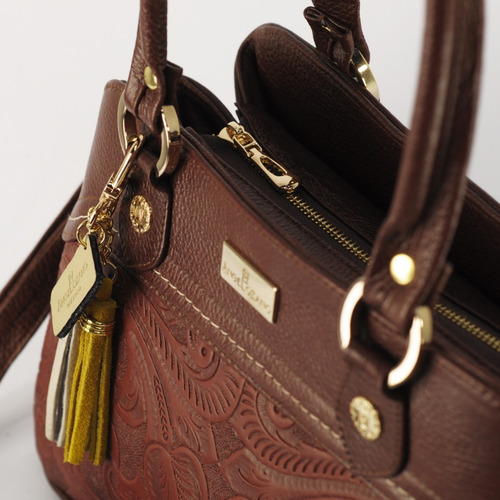 Imagen 2 de 8 de Bolso De Piel Con Grabado Tipo Cincelado Bolsa De Dama Mujer