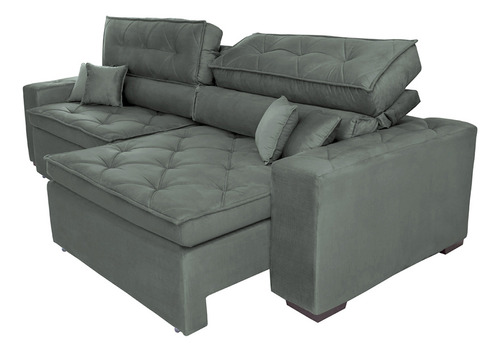 Sofá Austin 2,02m Retrátil, Reclinável com Molas no Assento e Almofadas, Suede Grafite Cama inBox