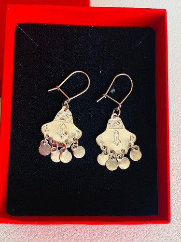 Aros De Plata 950 Mapuche Diseño Copihue