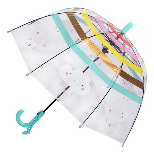 Paraguas Transparente Estampado Arco Iris Rainbow Forma De Cúpula Real Star Umbrella Para Niños Y Adultos