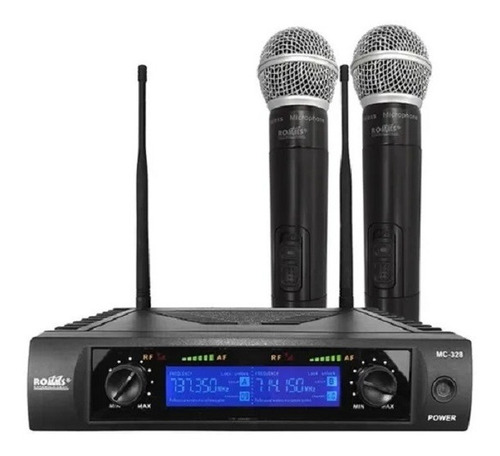 Set 2 Microfonos Inalambricos Uhf Romms Mc-328 Display Prof