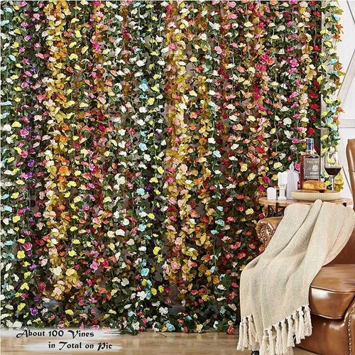 5pcs Guia Enredadera Con Rosas Artificial Decoración Flores