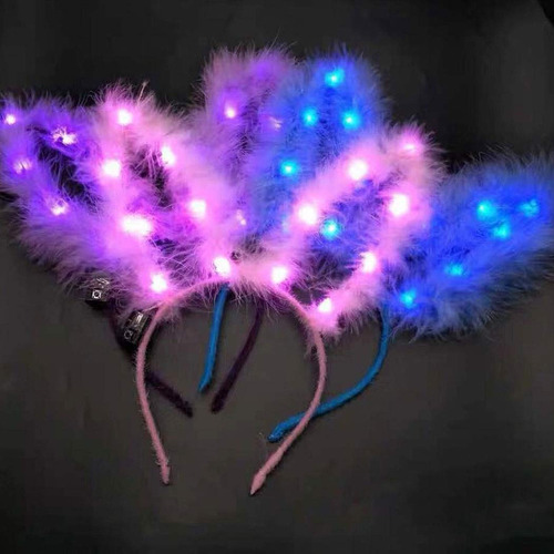 Diadema Vincha Luminosa Con Oreja De Conejo Cotillón Led