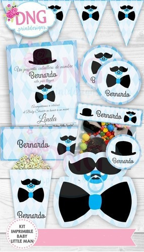 Kit Imprimible Invitaciones Candy Bar  / Little Man