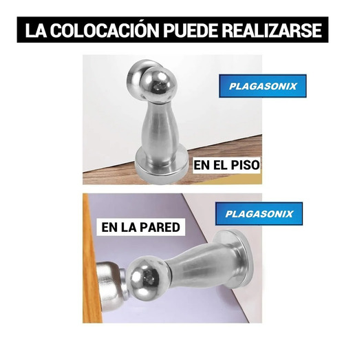 Imagen 4 de 10 de Traba Tope Magnetico Acero Inoxidable Puertas Chico Tp-105