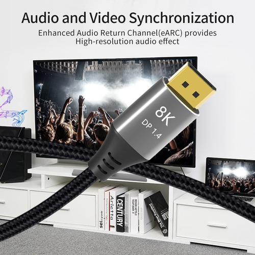 Imagem 4 de 8 de Cabo Thunder Displayport 8k Mini/displayport Adaptador 2mts