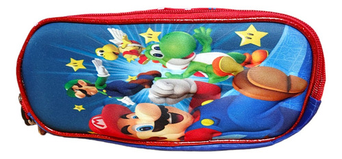 Mochila 3pz Super Mario Bros Led 3d Con Lapicera Y Lonchera