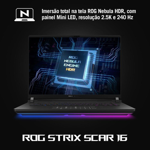 Notebook Gamer Rog Strix Scar 18 G835lx Nvidia Rtx5090 Intel Core Ultra 9 275hx 64gb Ram 4tb Ssd Windows 11 Home Tela 18 240hz Black - Sa013w