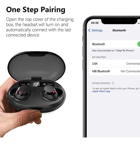 Auriculares Internos Earbuds Inalambricos, Negro | Aruind