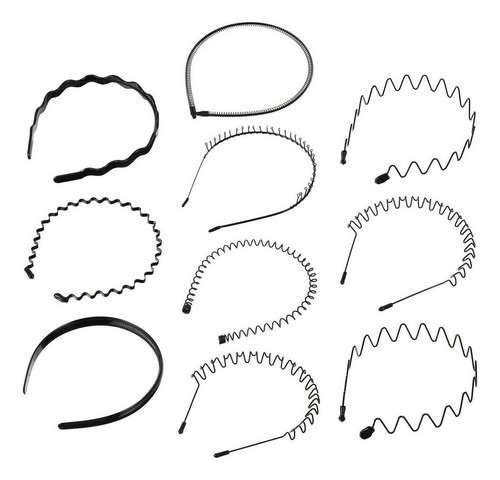 . 10 Piezas Hombres Moda Ondulada Diadema Metal Elástica