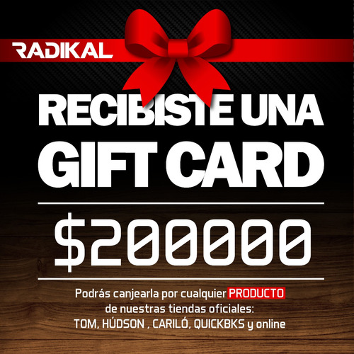 Gift Card Radikal Racing Indumentaria Casual Mx/mtb/atv