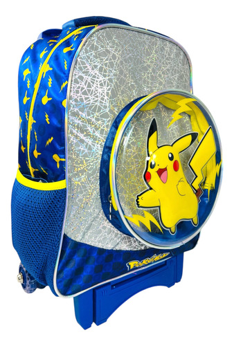 Mochila Rueditas Carrito Original Pokemon Pikachu Primaria Azul Pokémon