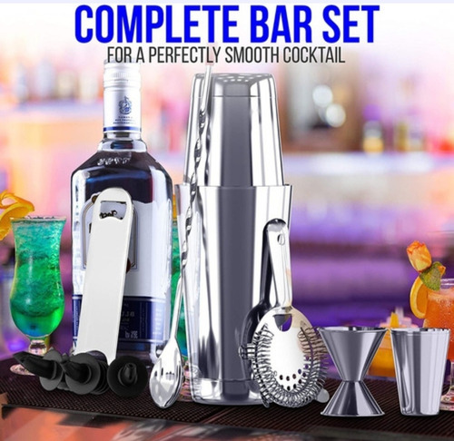 Imagen 5 de 6 de Kit Bartender Cocteleria Profesional Acero Inoxidable 14pzas
