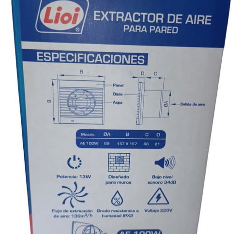 Extractor De Aire Pared Modelo Ae100w Lioi 4