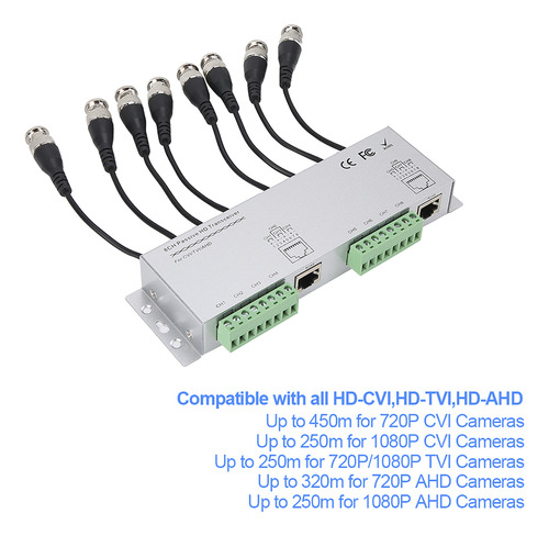 Adaptador De Transceptor Cctv Video Balun 8ch Hd Bnc A Utp