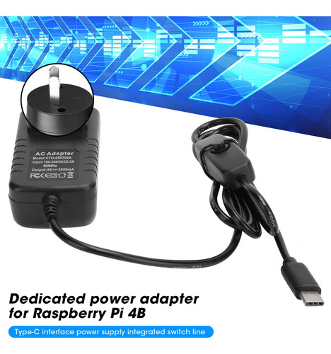 Fuente De Alimentación Para Raspberry Pi 4b 5v 3a Typec Char