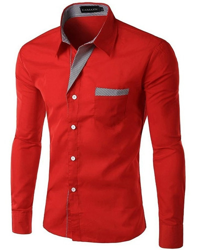Rojo Camisa Para Hombre Bonita Elegante Nueva Manga Larga | Cuotas sin  interés