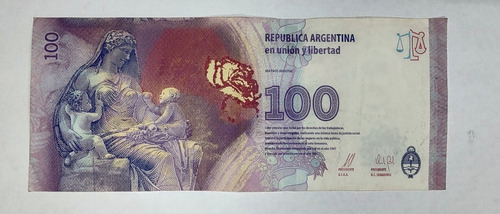 Billete 100 Pesos Evita Reposición Error R Eva Peron (Usado)