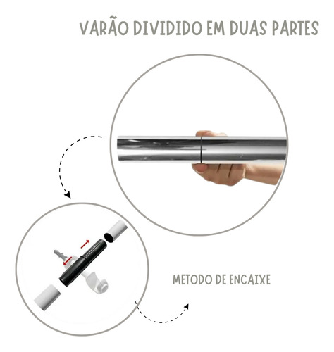 Kit Bastão Para Pendurar Cortina Com Suportes 3,50 M 19 Mm