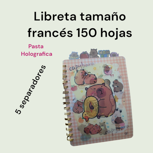 Capibara Peluche Set Llavero Con Movimiento/cuaderno Frances Café