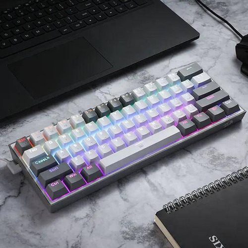 Teclado Redragon Fizz Pro, Wireless, 60%, Swred, Esp, Wh/gr