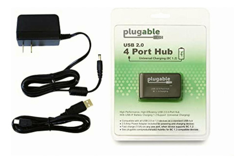 Plugable Usb 2.0 4-port High Speed Charging Hub With 12.5w