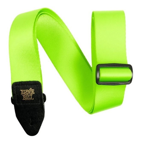 Correia Guitarra Ernie Ball Poliéster Verde Neon Ponta Couro