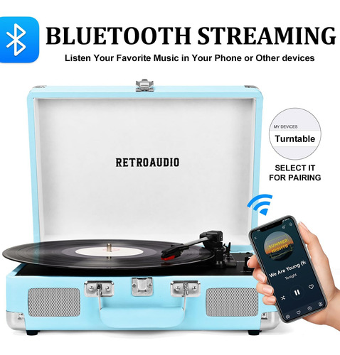 Toca-discos De Vinil Bluetooth 2 De 3 Velocidades