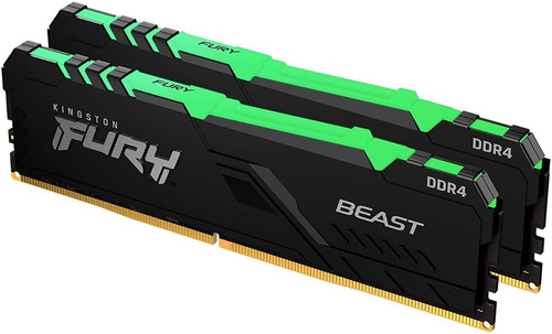 Imagen 1 de 8 de Memoria Ram Ddr4 16gb 2x8gb 3600mhz Kingston Fury Beast Rgb