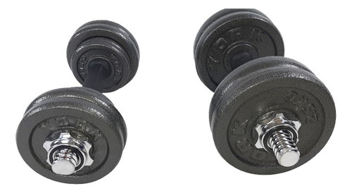 Set 2 Mancuernas York De Acero De 12 Discos 20 Kg C/maleta