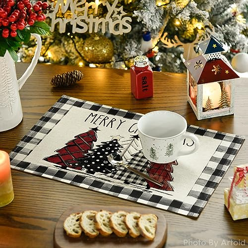 Set De 2 Manteles Individuales De Árboles De Navidad A Cuadr