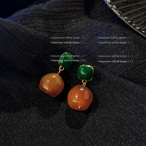 Pendientes Colgantes Retro De Resina Degradada Para Mujer