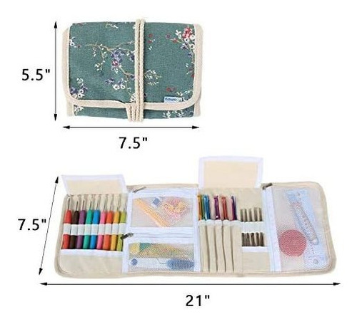 Imagen 6 de 6 de Estuche Cartuchera P/agujas Tejer All In One Plum Flowers