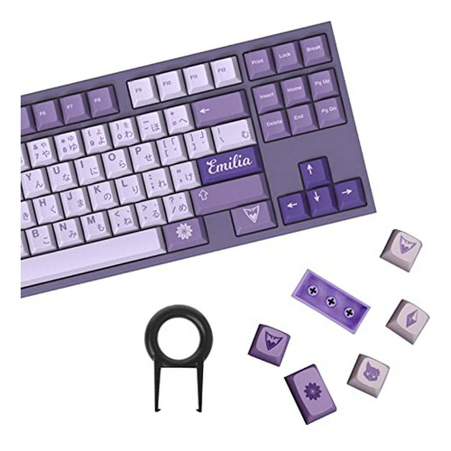 Keycaps Pbt Japoneses 60%, Perfil Cherry Mx, Morados