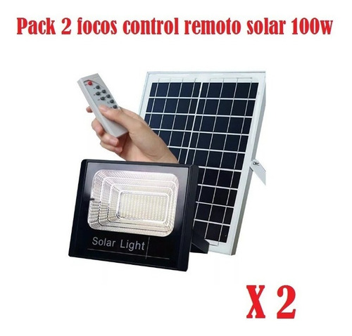 2 Focos Solar Led 100w Control Remoto Panel Solar Envio Of