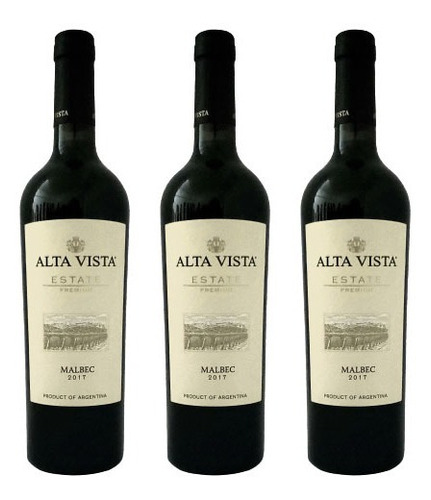 Vino Alta Vista Premium Malbec 750 Ml Botella Pack X3