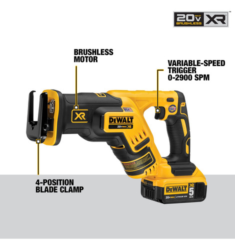 Sierra Recíproca Dewalt Dcs367p1, 20 V Max Xr, 5 Ah, Inalámb