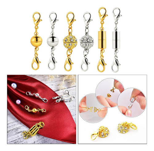 D 6x Cobre Cierre Magnético Pulsera Collar Oro Plata