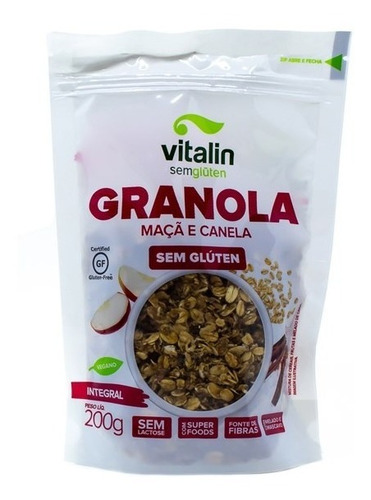 Granola Maçã E Canela Integral S/glúten Vegano Vitalin 200g