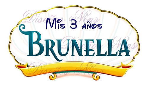 La Sirenita Ariel Logo Personalizado Imprimible Digital Png