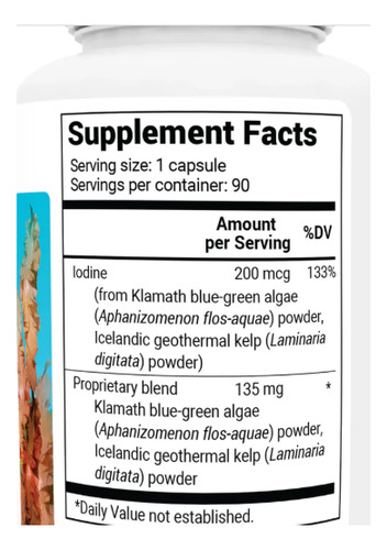 Dr Berg Yodo Mejorado Con Algas Marinas 200mcg/135mg 90 Caps Nada