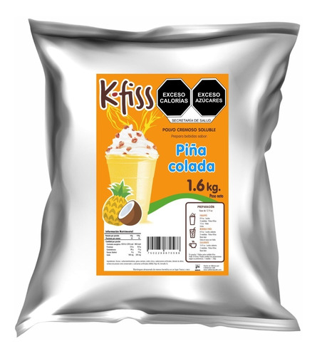 Piña Colada Kfiss. Polvo Soluble Para Bebidas. 1.6kg