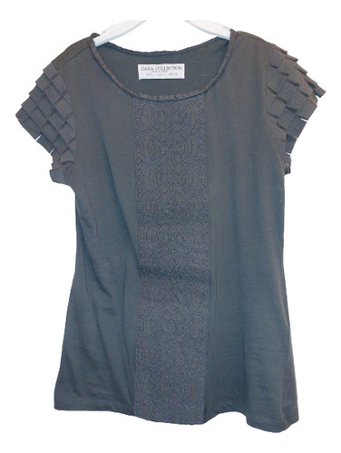 Remera Blusa Zara L Mujer Bordada Mangas C/aplique Imp.usa