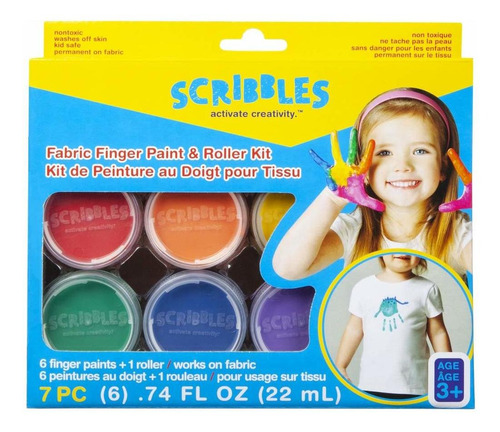 Scribbles Kit De Pintura Y Rodillo Para Dedos, Seguro Para N